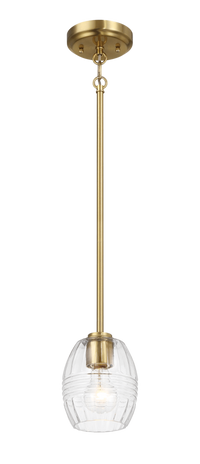 Vista Single Pendant Chain Hanging Light With Clear Glass Satin Brass Clear,Gold Ceiling Lights Brass,Glass,Metal
