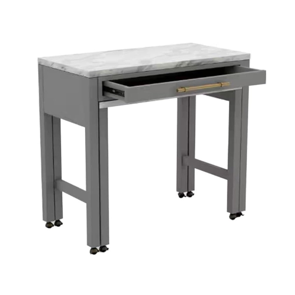 Light Gray Counter Height Table W Nested Table Dining Room Furniture Faux Marble Top Table Light Gray Gray Seats 4 Dining Room Contemporary,Modern,Transitional Rubberwood Rectangular Kitchen & Dining Tables Rectangular Faux Marble,Solid Wood