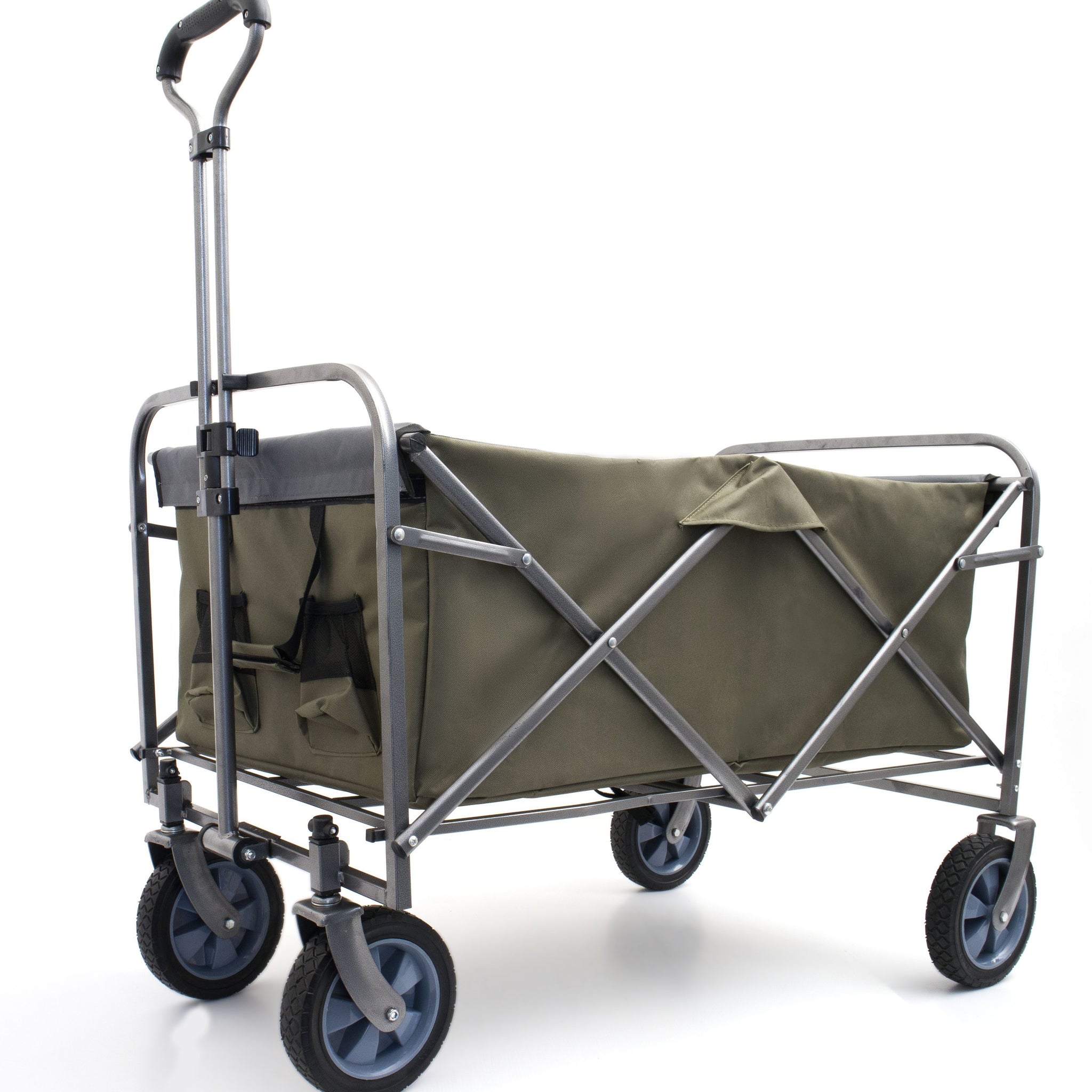 Outdoor Garden Multipurpose Micro Collapsible Beach Trolley Cart Camping Folding Wagon Gray Khaki Garden & Outdoor Oxford Fabric Steel