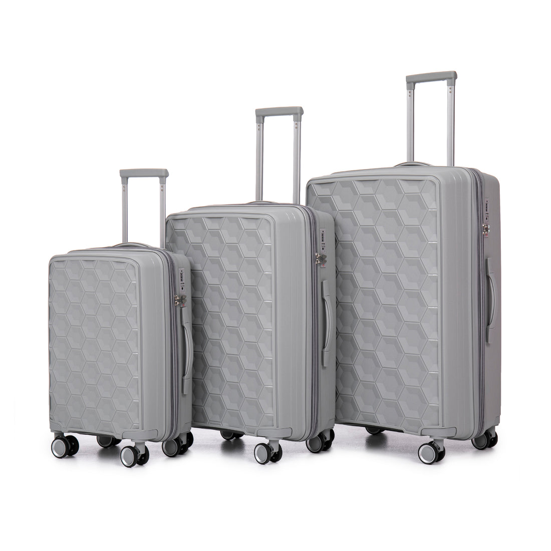 Pp Luggage Sets 3 Piece 20 24 28 , Expandable Carry On Luggage With Tsa Lock Airline Approved, Pp Materials Hard Shell And Lightweight Suitcase With Spinner Wheels Gray Gray Polypropylene