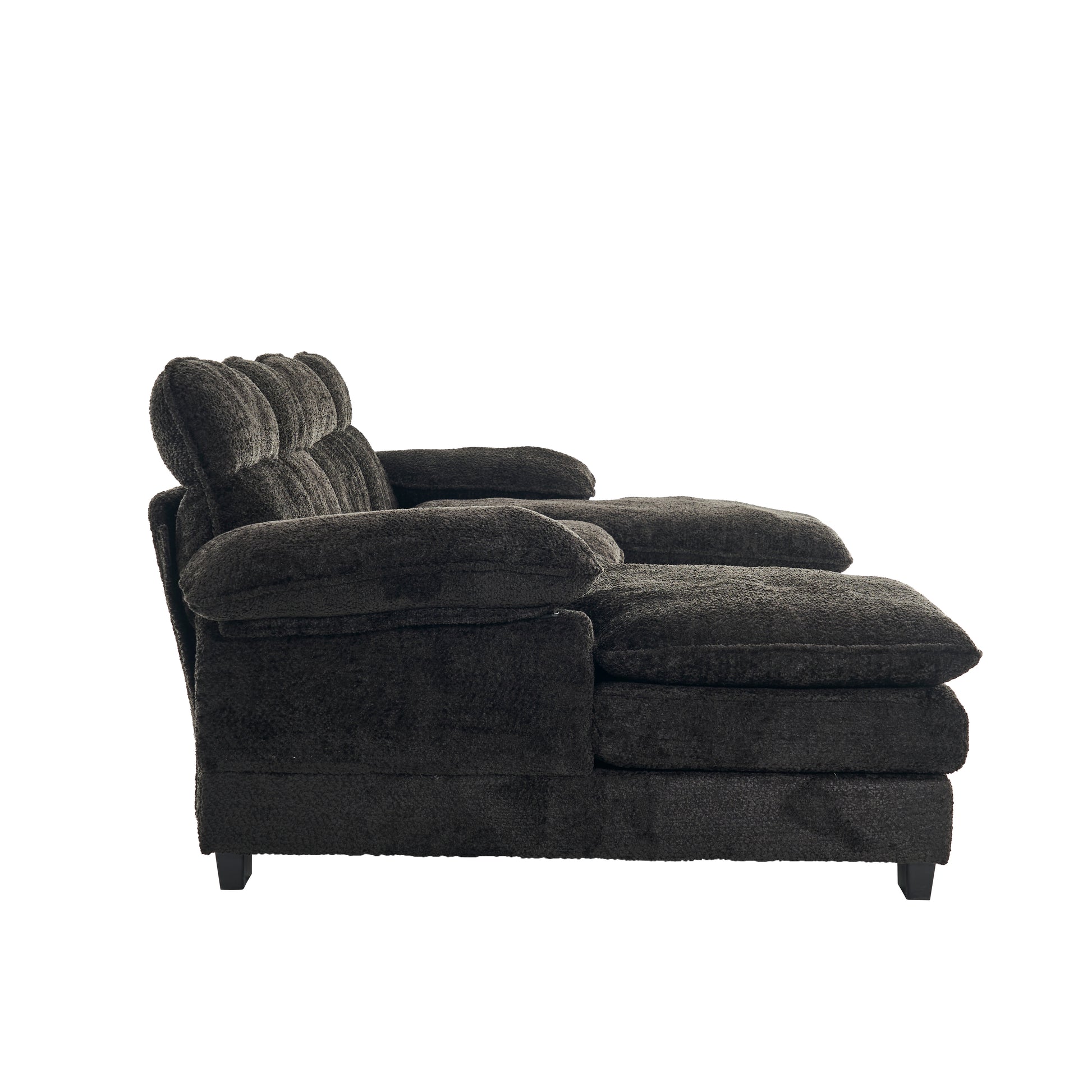 U Shaped Profile Sofa, Including Two Single Seats And Two Chaise, Modular Sofa, Chenille Sofa,Black Black Foam Polyester 4 Seat