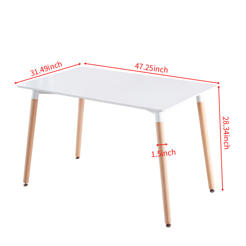 1 4,5Pieces Dining Set, Table Metal Leg Mid Century Dining Table For 4 6 People With Mdf Table Top, Pedestal Dining Table, End Table Leisure Coffee Table White Mdf Metal