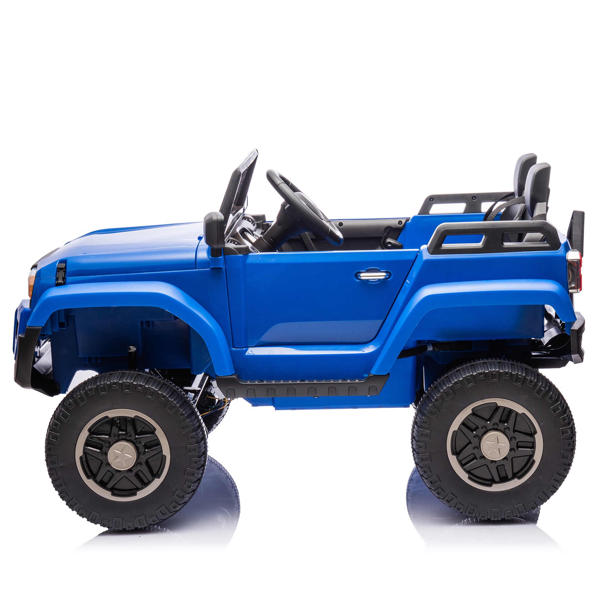 24V Two Seater Kids Ride On Car W Parents Remote Control, Licensed Toyota Lc250,220W Motors,With Shovel,Three Point Seat Belt,Slow Start,Speed Adjustment,Bluetooth,Music For Kids Aged 3 . Blue 100 149 Lbs Polypropylene
