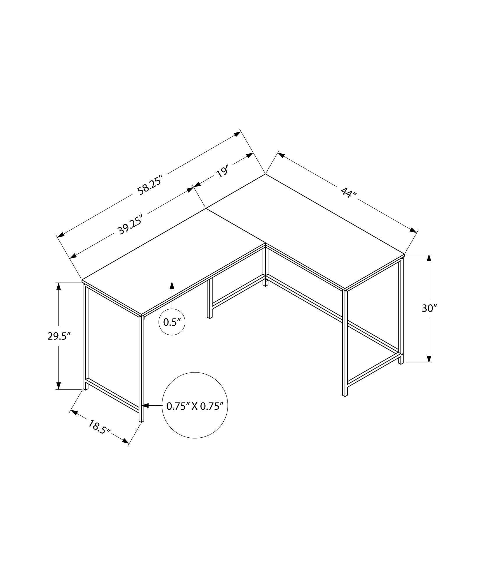 Computer Desk, Home Office, Corner, 58"L, L Shape, Work, Laptop, White Laminate, White Metal, Contemporary, Modern White Particle Board