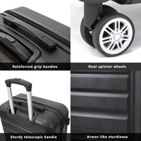 3 Piece Luggage 20Inches,24Inches,28Inches Featuring 360 Rotating Wheels And Tsa Lock Abs Hard Shell Yet Practical Design Suitable For Both Men And Women Black Abs