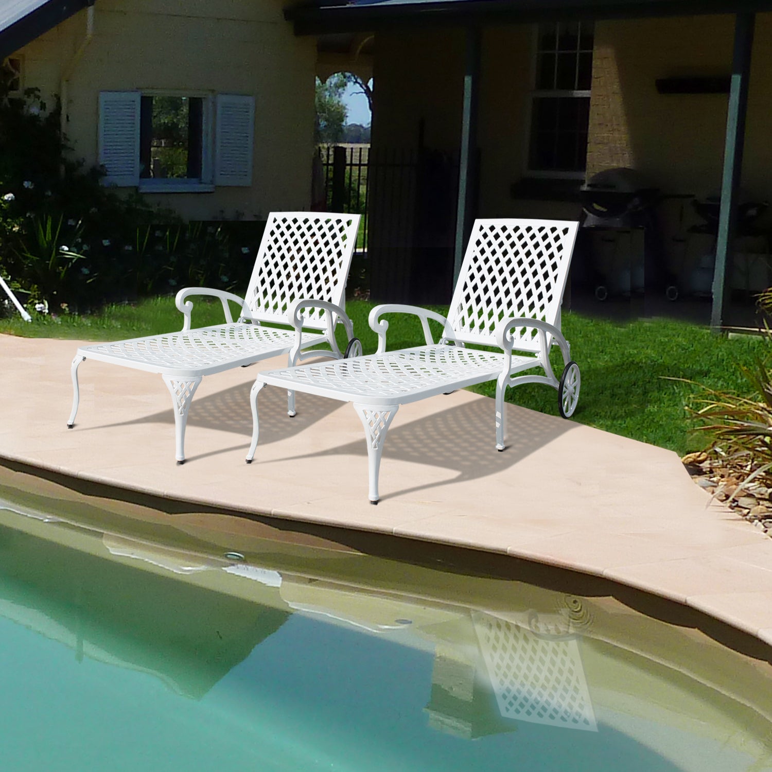 Aluminium Cast Lounge Chair 2Pcs White White Aluminium