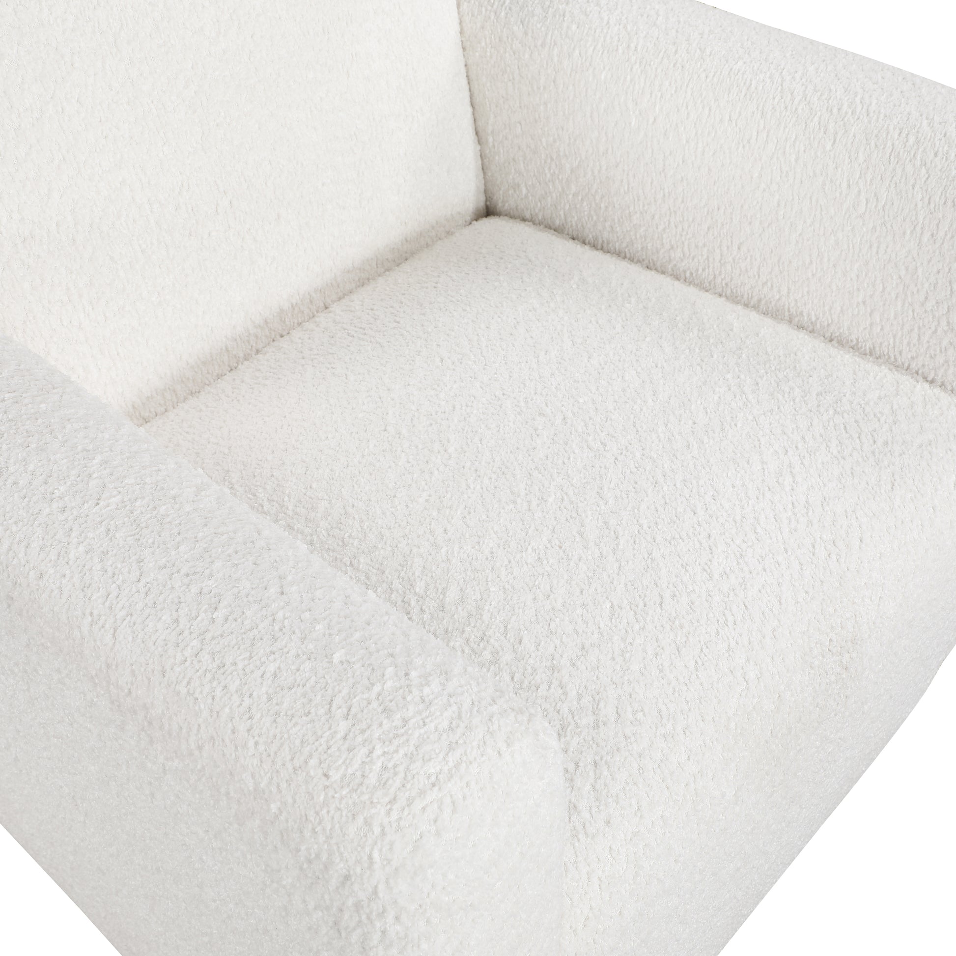 Mason White Boucle Fabric Arm Chair White Foam Boucle