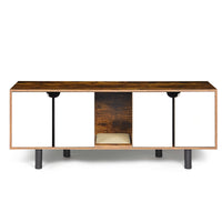 Cat Litter Box Enclosure For 2 Cats, Double Hidden Litter Box Furniture Large Cat Washroom, Indoor Cat House Cabinet Tv Stand End Table, White Vintage White Vintage Particle Board