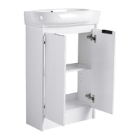 23" Freestanding Bathroom Vanity With Sink, Soft Close Doors Glossy White Bathroom Modern Plywood