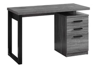 Computer Desk, Home Office, Laptop, Left, Right Set Up, Storage Drawers, 48"L, Work, Grey Laminate, Black Metal, Contemporary, Modern Grey Particle Board