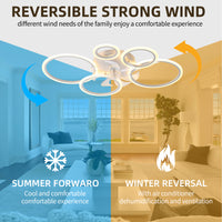 39Inches White Ceiling Fan With Lights, Remote Control And App Control, Dimmable With Remote, 7 Blades, 6 Speeds Of Wind White Modern Iron Plastic