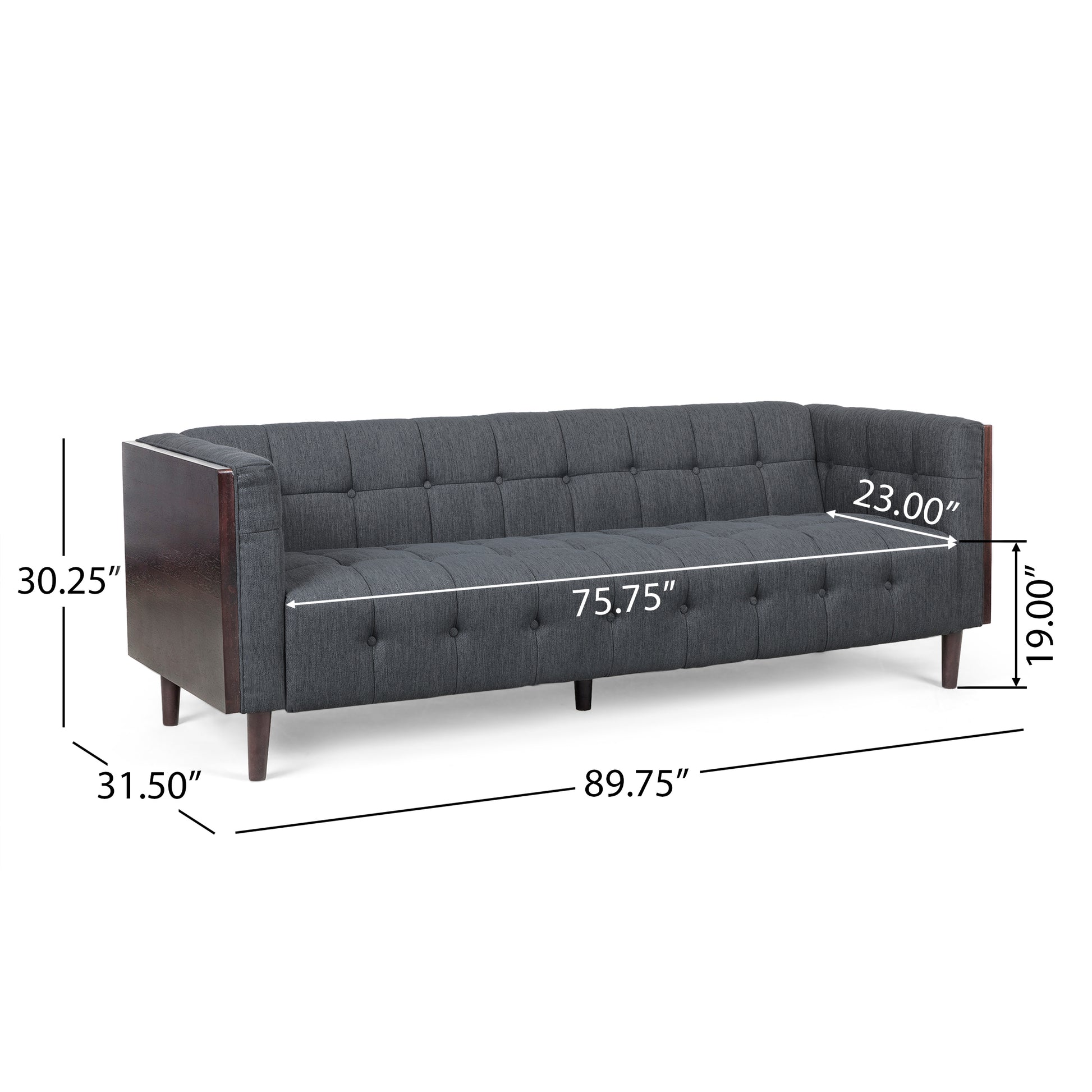 3 Seater Sofa Charcoal Fabric