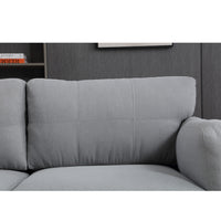 Oversized Modern Style Button Tufted Linen Upholstered 3 Seat Sofa With Usb Charger, Three Seat Sofa Couch, Living Room Sofa For Home Or Office, Gray Gray Fabric 3 Seat