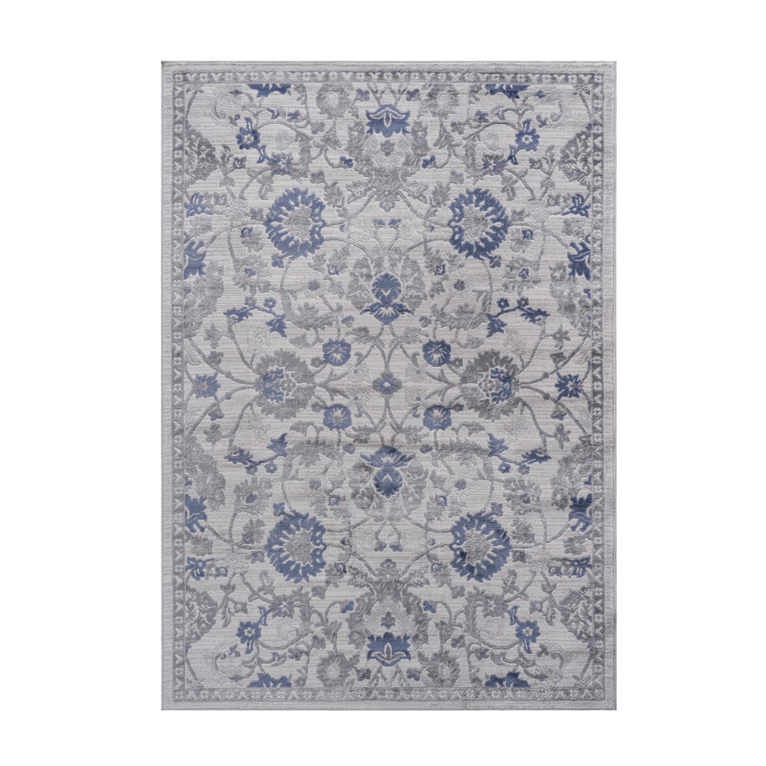 5X7 Blue Silver Oriental Non Shedding Living Room Bedroom Dining Home Office Stylish And Stain Resistant Area Rug Blue Polyester