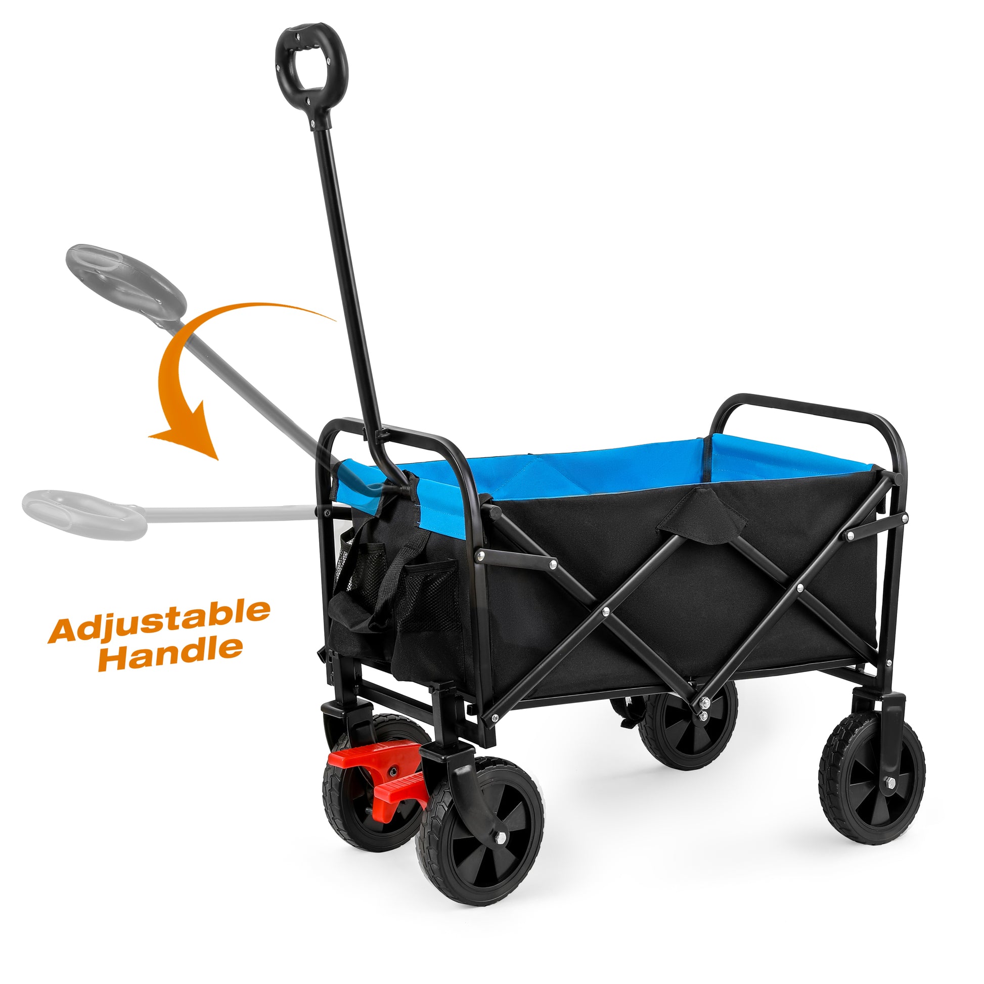 Mini Folding Wagon Garden Shopping Beach Cart Black Blue Brake Black Blue Metal