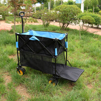 Big Large Capacity Folding Cart Extra Long Extender Wagon Cart Folding Wagon Garden Shopping Beach Cart Black Blue Black Garden & Outdoor Iron,Oxford Fabric