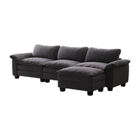 Living Room Furniture Luxury Sectional Sofa Couch With Ottoman Soft Velvet Upholstered Sofa Grey Grey Foam Velvet 3 Seat