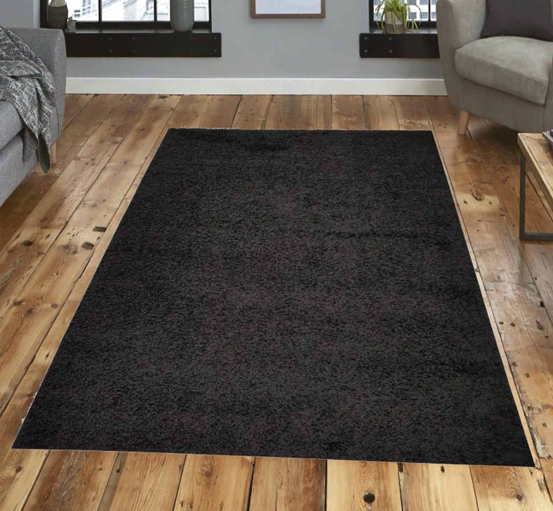 Shaggy Area Rugs, Carpets For Livingroom, 5X7 Area Rugs ,Shaggy Black Rectangle 5&7 Black Contemporary Abstract Polypropylene