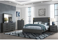 Aya Dark Grey Queen Bed Dark Gray Solid Wood Mdf