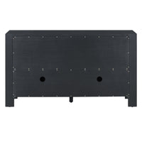 Retro 4 Door Sideboard With Distressed Finish And Adjustable Shelves For Dining Room, Kitchen, And Living Room Black Black Mdf,Rubber Wood