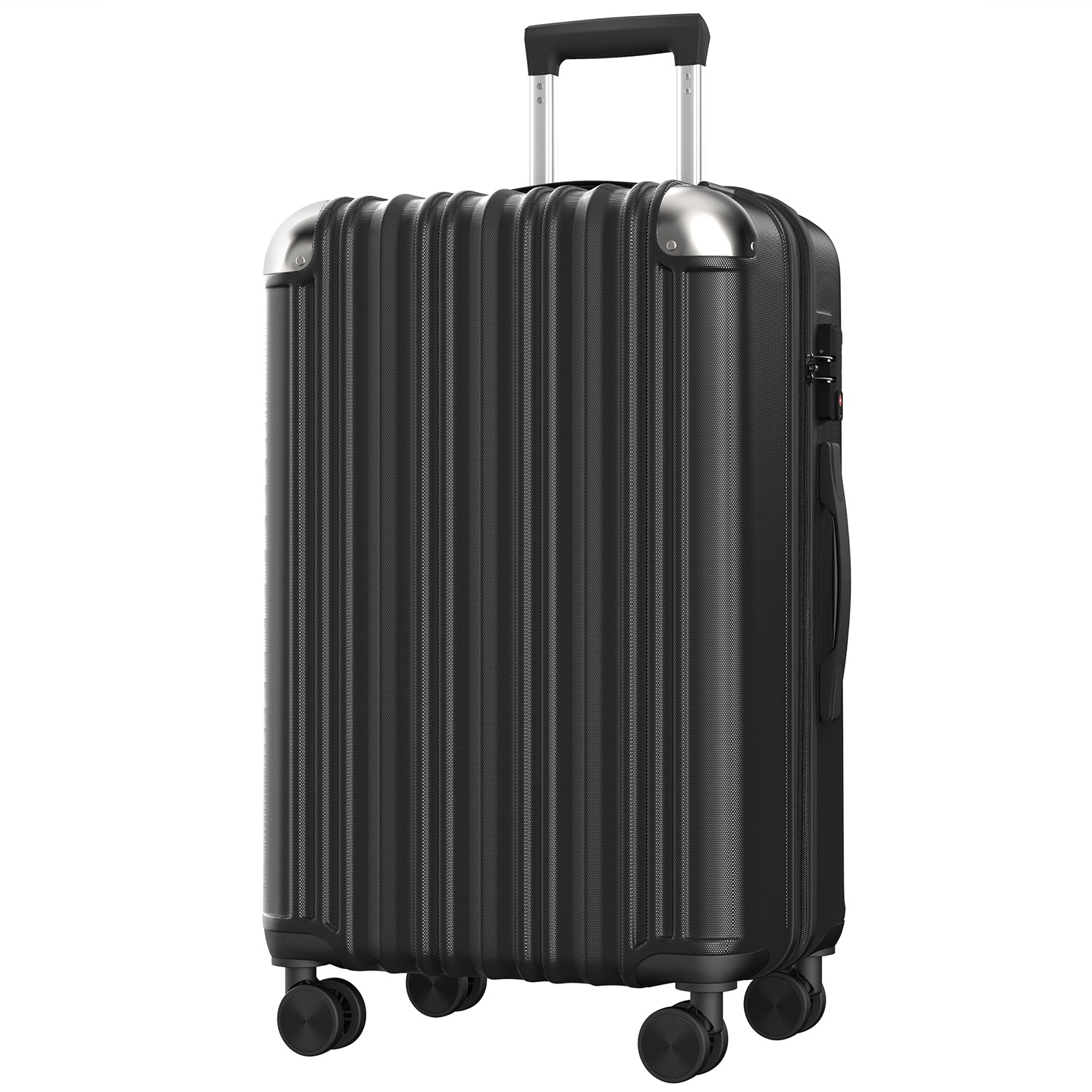 3 Piece Luggage Set With Tsa Lock& Double Spinner Wheels, Expandable For Large Storage Black Abs