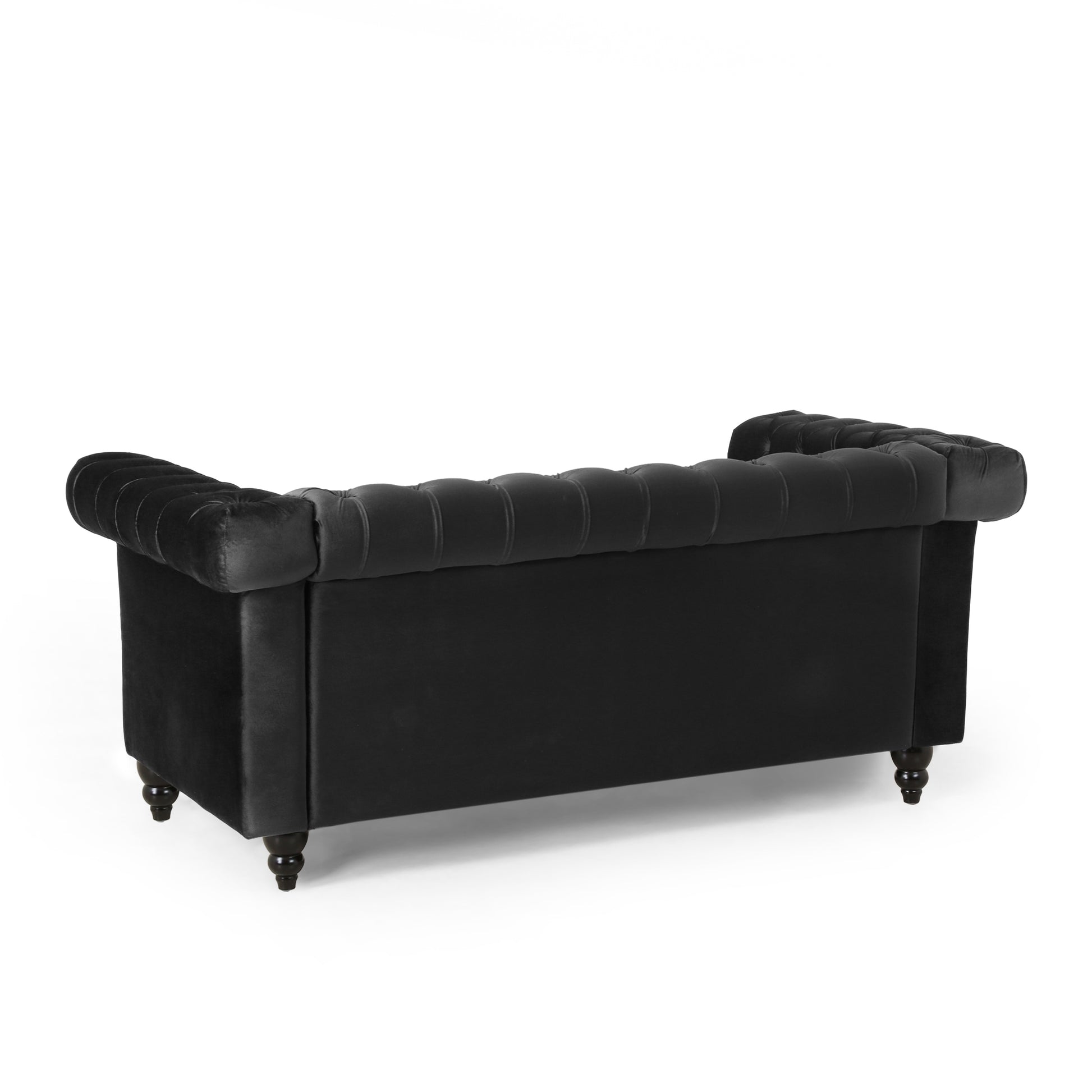 Seat Sofa Black Wood Primary Living Space Tufted Back American Traditional Rolled Arms Foam Velvet