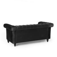 Seat Sofa Black Wood Primary Living Space Tufted Back American Traditional Rolled Arms Foam Velvet