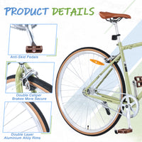 Single Speed Retro Style 700C Road Bike For Men Women'S City Bicycle,Steel Frame Light Green Steel