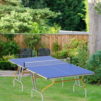 8Ft Mid Size Table Tennis Table, Foldable Ping Pong Table Blue Mdf