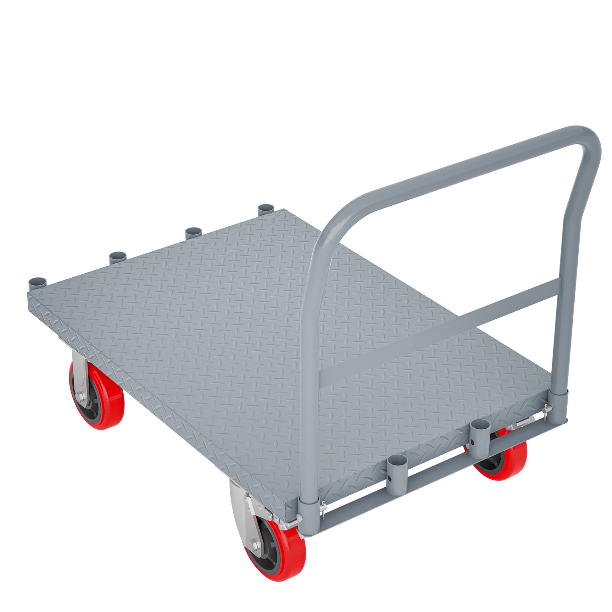 Steel Panel Truck, Heavy Duty Drywall Cart Lumber Cart Platform Truck Flat Cart, 2000Lbs, 6" Swivel Brake Casters, With 1Front And 2 Side Handrails 35" X 23" Grey Metal