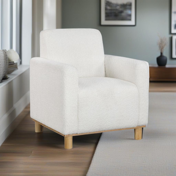 Mason White Boucle Fabric Arm Chair White Foam Boucle