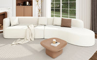 Modern Large 2 Piece Sectional Sofa With 3 Pillows,For Living Room, Bedroom Beige Polyester 2 Seat