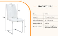 White Pu Dining Chair Set.Uniquely Designed White Dining Chairs. Pu Material, Paired With Silver Metal Chair Legs. Suitable For Offices, Restaurants, Kitchens, Conference Rooms, Etc. Set Of 2 White