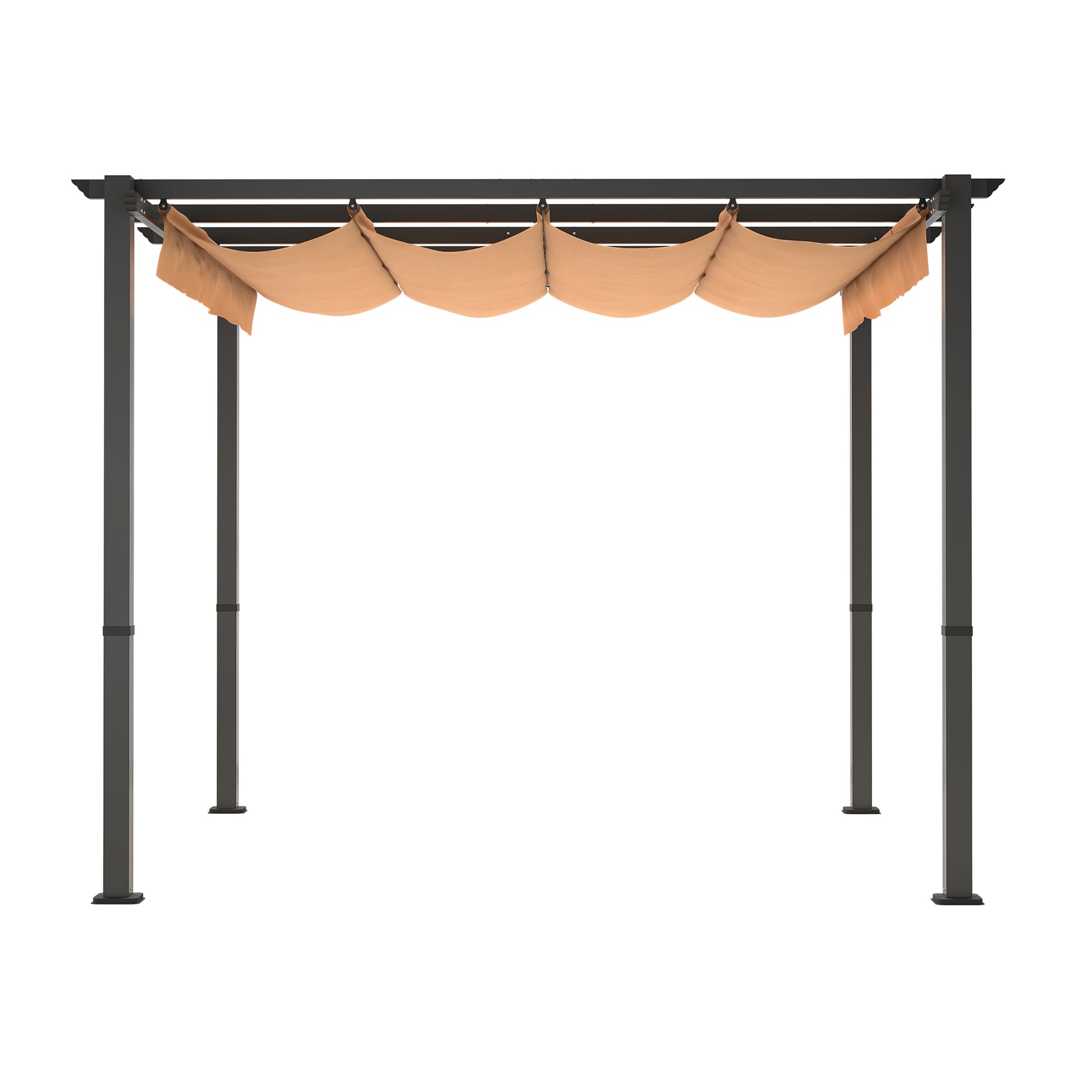 10' X 10' Aluminum Patio Pergola With Retractable Pergola Canopy, Backyard Shade Shelter For Porch, Outdoor Party, Garden, Grill Gazebo, Khaki Khaki Aluminium