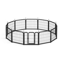 Dog Playpen Outdoor, 12 Panel Dog Fence 24" Pet Pen For Small Dogs Pet Exercise Pen For Puppy Rabbit Small Animals Portable Playpen For Rv Camping Garden Yard, Indoor. Black, 22.2'' W X 23.6'' H. Black Iron