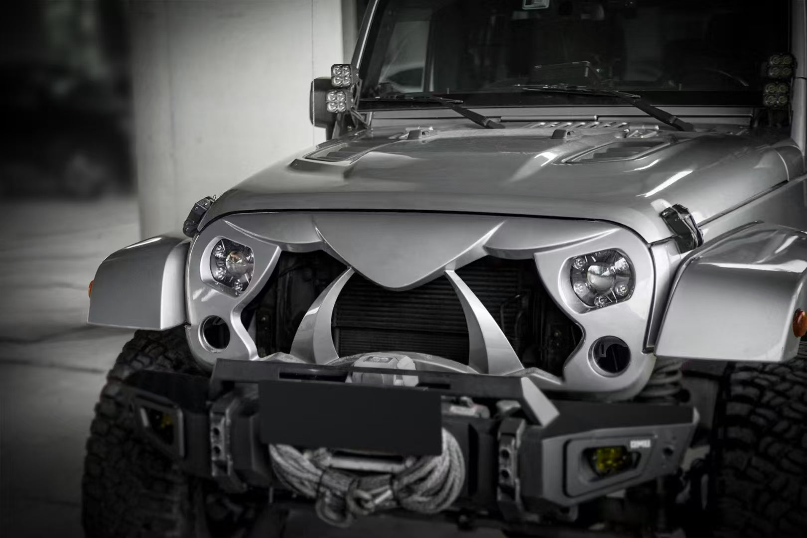 Halloween Front Grille Grid Grill For 2007 2018 Jeep Wrangler Rubicon Sahara Sport Jk Jku, Matte Black Black Abs