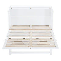 Queen Size Murphy Bed With Large Drawer,Usb Ports And Outlets,White Queen White Plywood