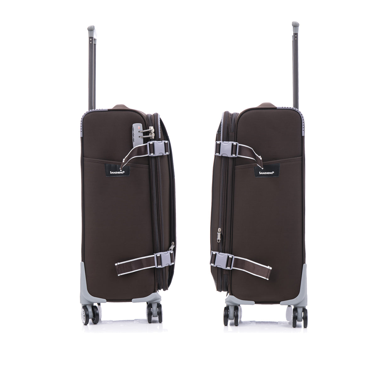 Softside Upright Luggage Set Expandable, Lightweight,4 Piece 20 24 28 32 Coffee Contemporary Fabric