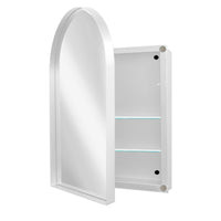 24X36 Inch Arched Recessed Medicine Cabinet, Metal Framed Bathroom Wall Cabinet With Mirror And Adjustable Shelves, Wall Mirror With Storage For Bathroom, White White 2 Adjustable Shelves Bathroom Wall Mounted Metal