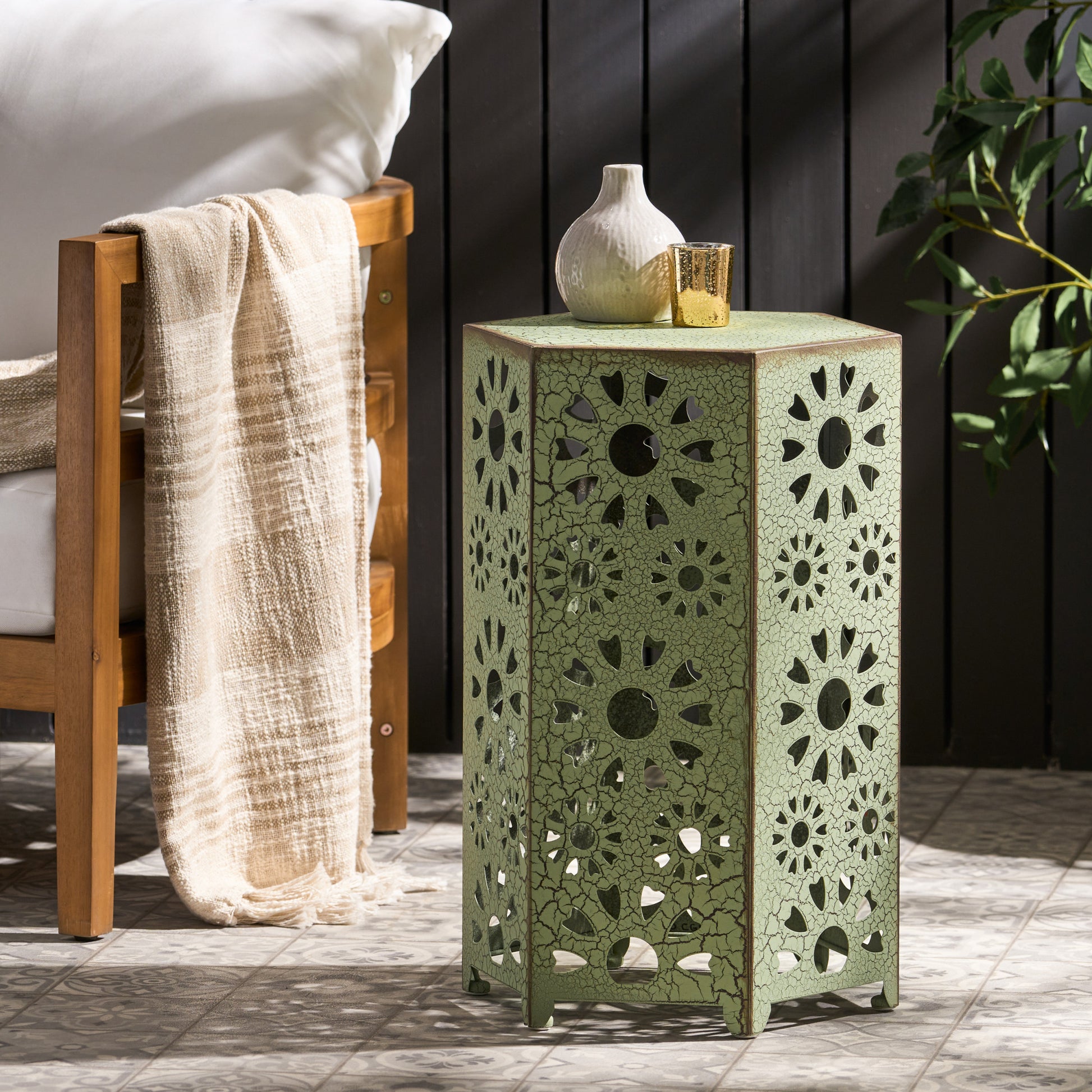 Eliana 14 Side Table Green Iron