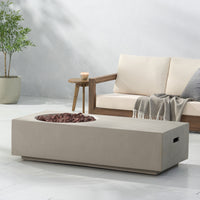 Rectangle 14.75" Mgo Fire Pit 50 000 Btu Light Grey Magnesium Oxide
