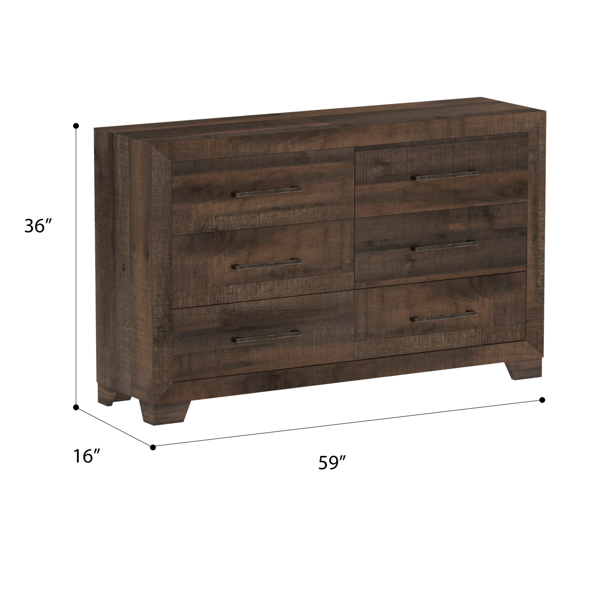 Plinz Brown 6 Drawer Dresser Brown Engineered Wood