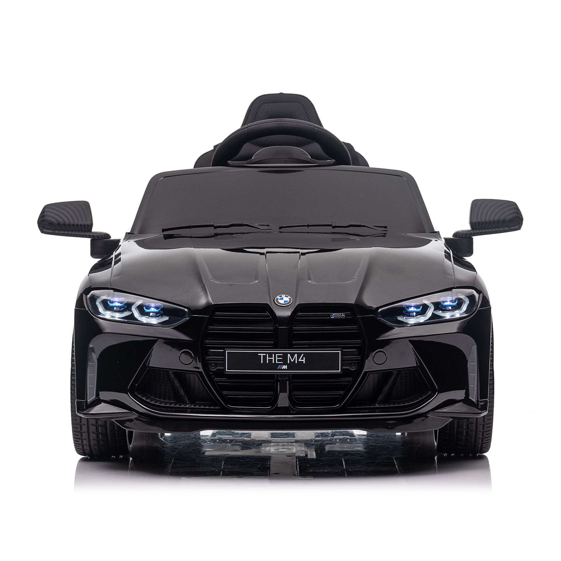 Bmw M4 12V Kids Ride On Toy Car 2.4G W Parents Remote Control,Three Speed Adjustable,Power Display, Usb,Mp3 ,Bluetooth,Led Light,Story,A Handle With Wheels And A Pull, Easy To Carry Black