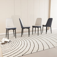 A Set Of 4 Dining Chair, Modern Style Chair Made Of High Quality Pu Leather Fabric With Thick Soft Cushions, Black Metal Leg Kitchen Chair, Dining Room Kitchen Dining Chair White And Blue Metal