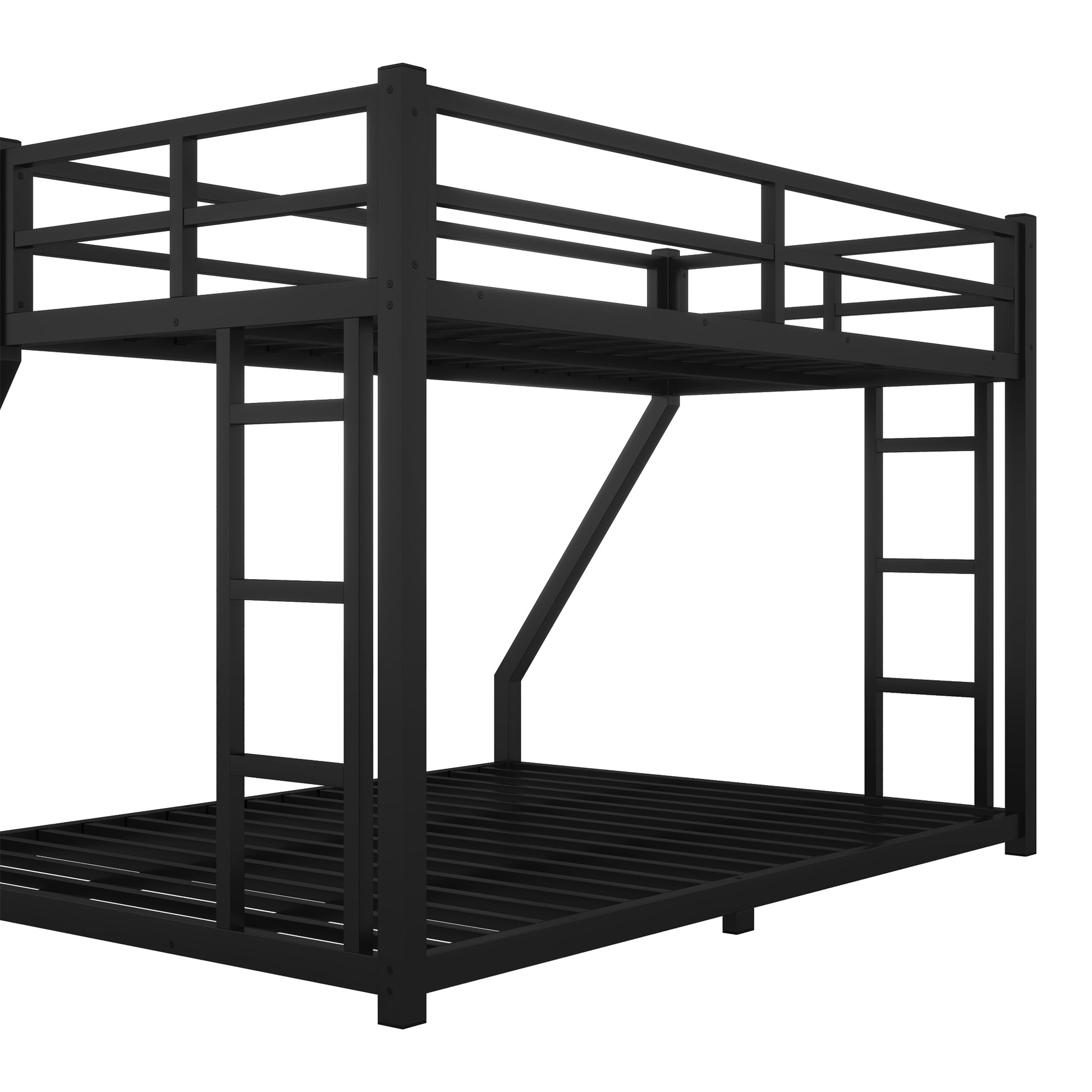 Metal Twin Xl Over Queen Bunk Bed For Teens And Adults,Space Saving Noise Reduced No Box Spring Needed, Black Twin Xl Black Metal