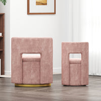 360 Round Swivel Chair With Storage Under Seat, Comfy Chair For Living Room Bedroom Reading Room Pink Pink Primary Living Space Modern Eucalyptus Foam Chenille