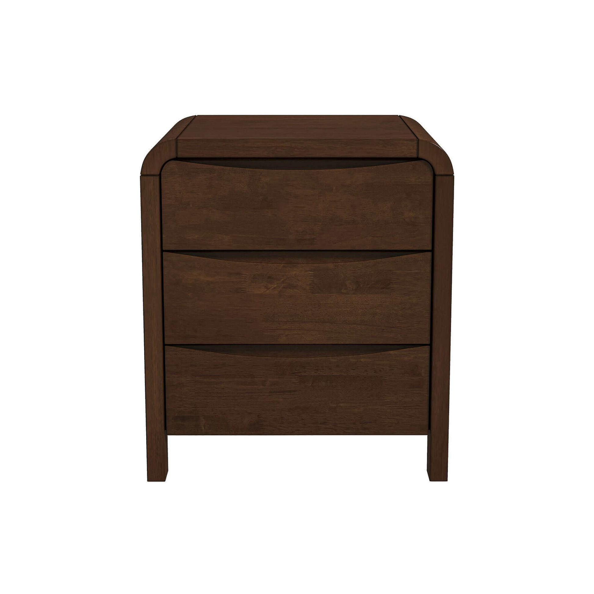 Lionel Mid Century Modern Solid Wood Nightstand 3 Drawer Bed Side Table Brown Brown 3 Drawers Bedroom Bedside Cabinet Mid Century Modern Engineered Hardwood Solid Wood Walnut Finish Solid Wood