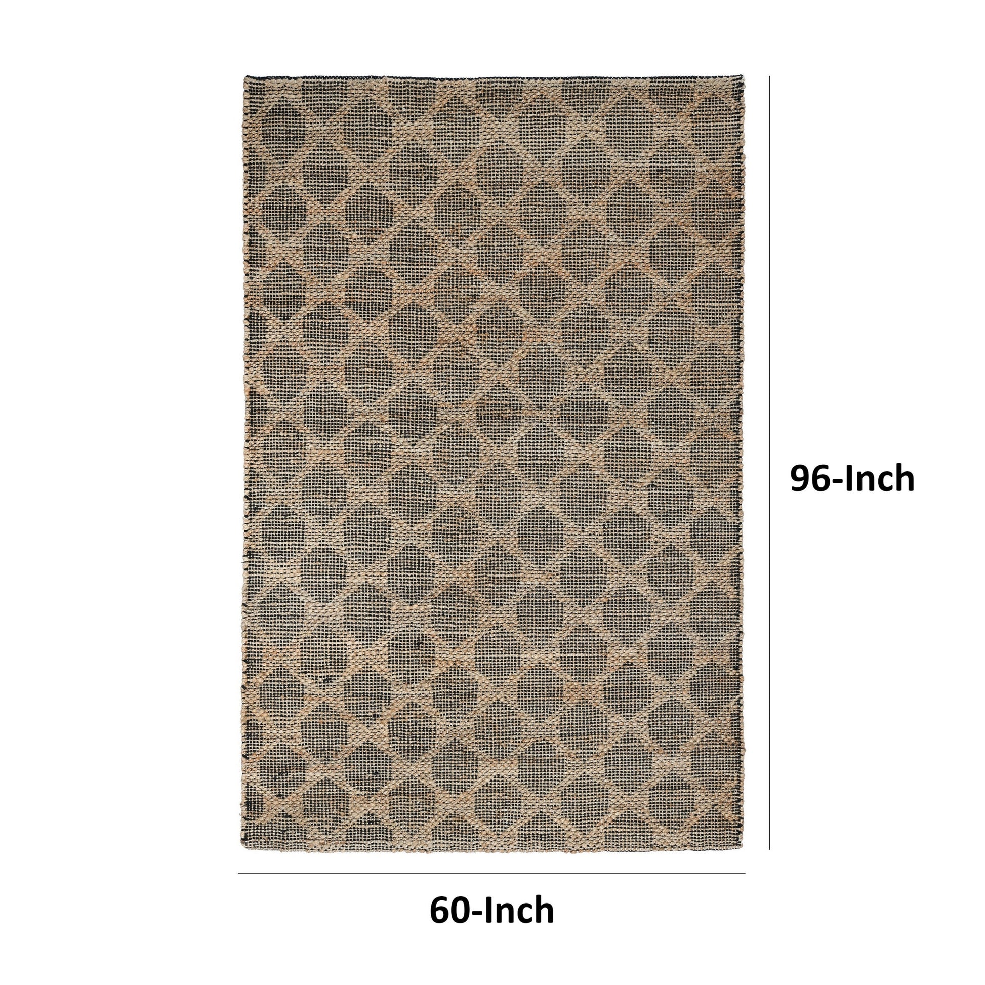 Ona 5 X 8 Handwoven Medium Area Rug, Black And Brown Diamond Lattice Design Black Brown Cotton