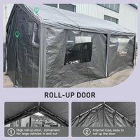 Carport, 10 20 Heavy Duty Portable Carport Garage Tent For Outdoor Storage Shelter Grey Grey Metal