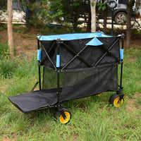 Big Large Capacity Folding Cart Extra Long Extender Wagon Cart Folding Wagon Garden Shopping Beach Cart Black Blue Black Garden & Outdoor Iron,Oxford Fabric